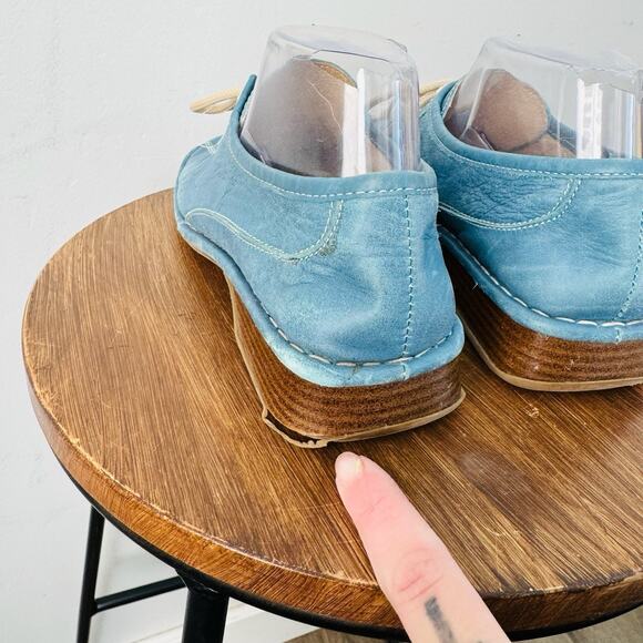 Elle Blue Leather Slip On Lace Up Shoes Women’s Size 8 - Picture 6 of 11